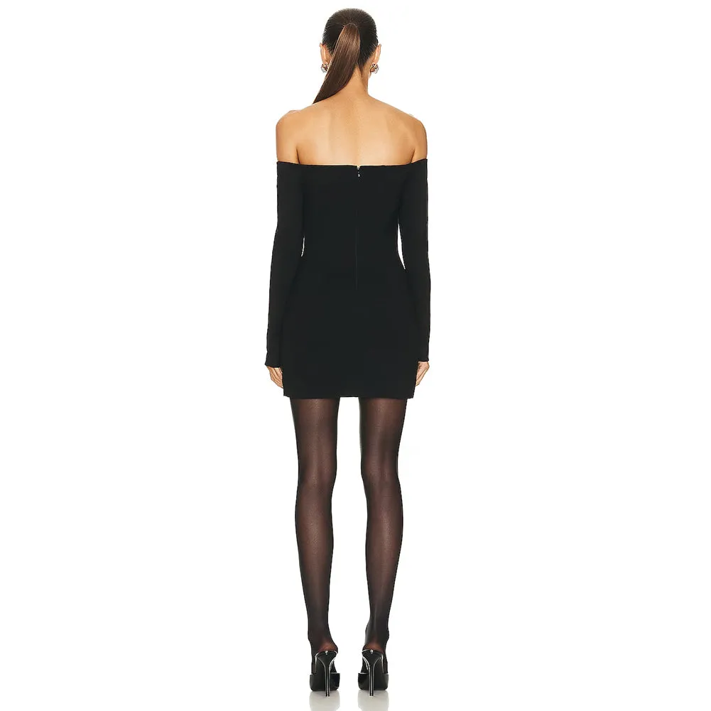 Off Shoulder Long Sleeve Rhinestone Mini Bandage Dress HL9400