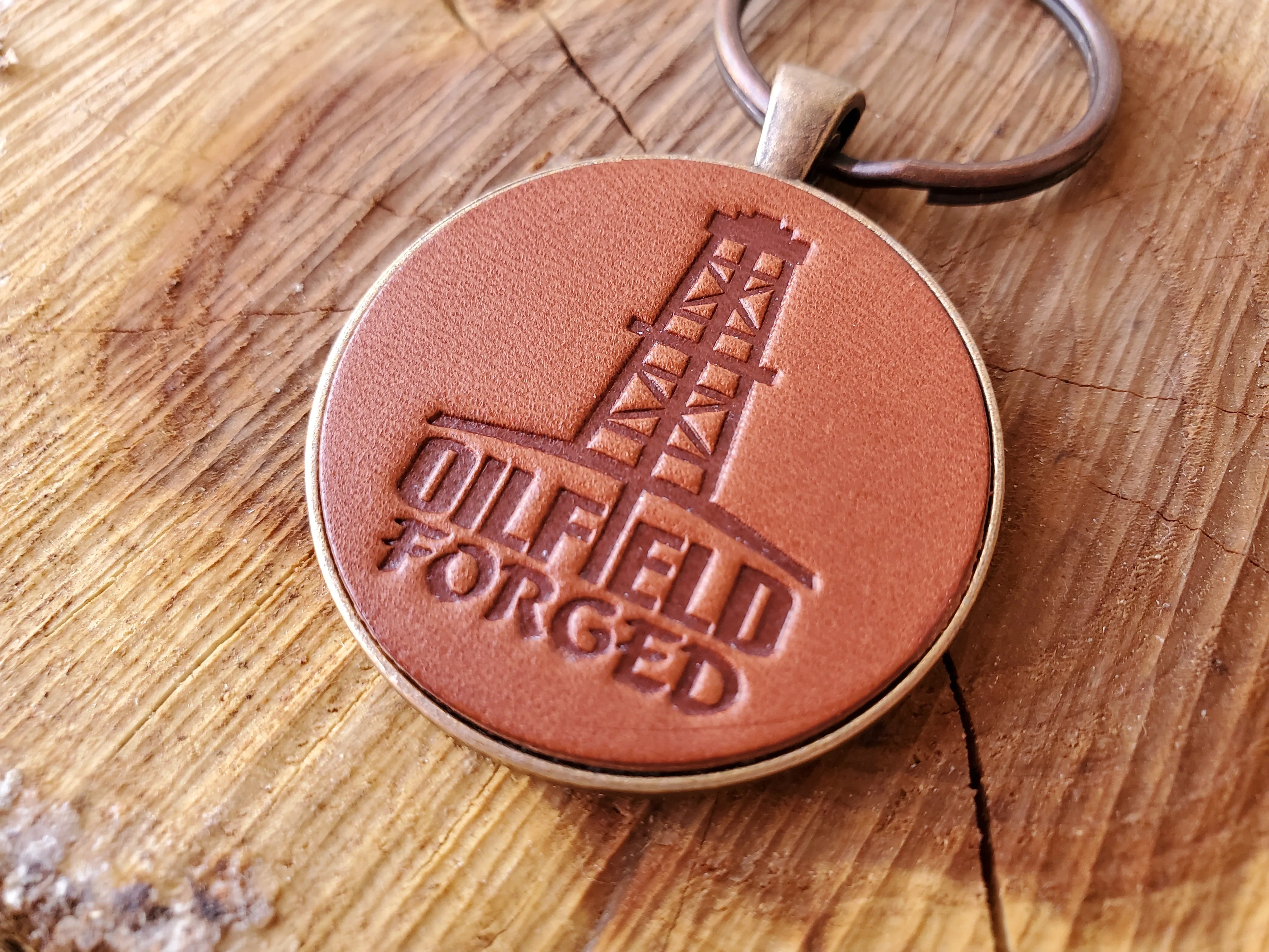 Oilfield Forged Leather Keychain