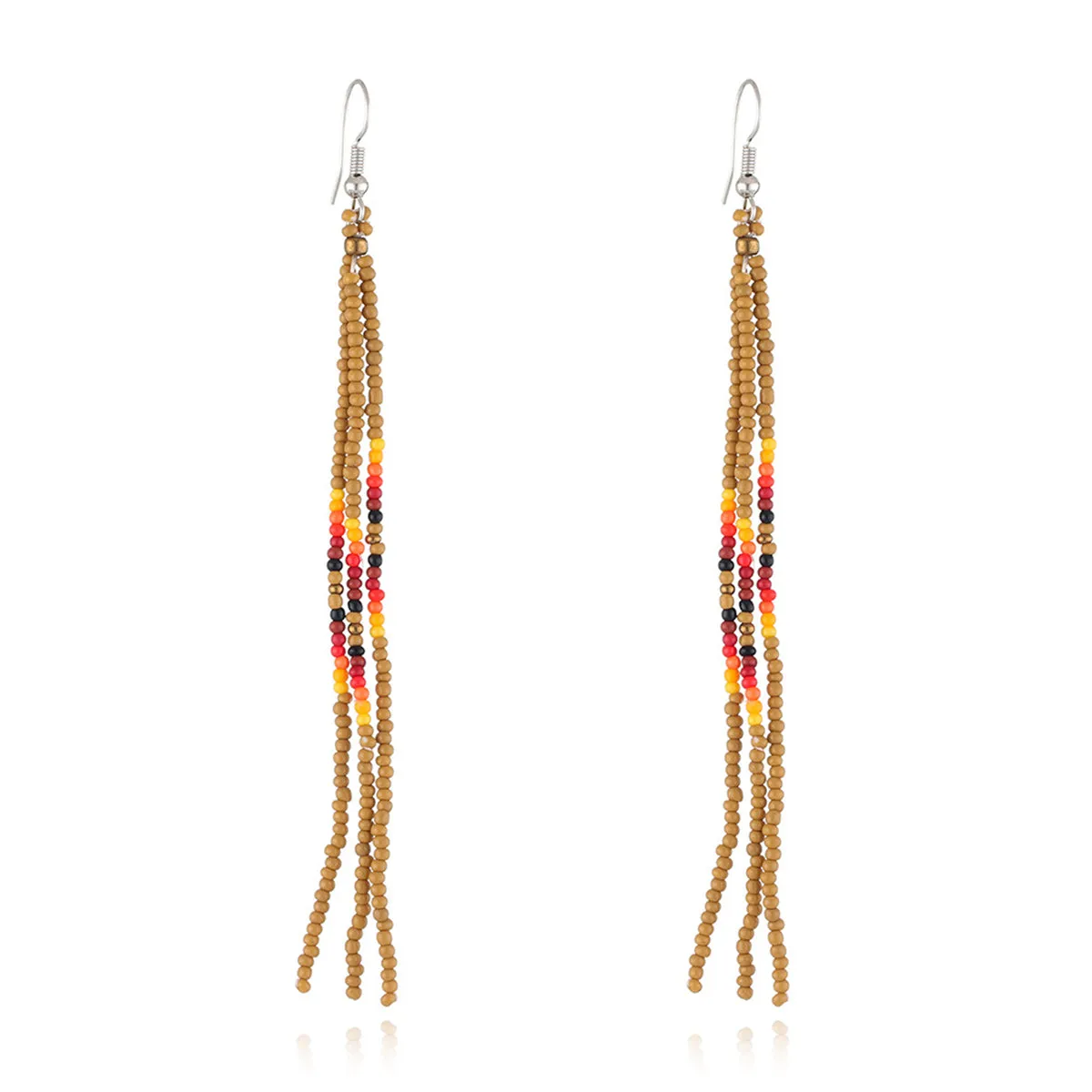 Olive Howlite & Silver-Plated Tassel Drop Earrings