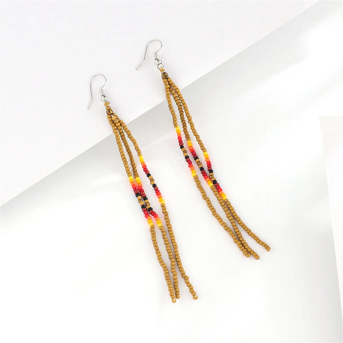 Olive Howlite & Silver-Plated Tassel Drop Earrings