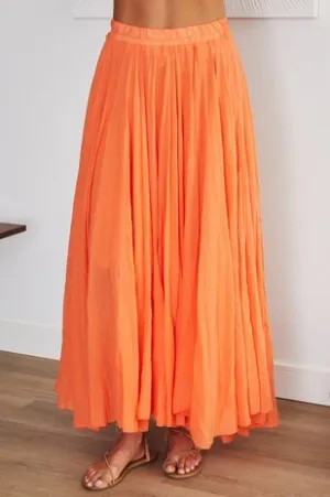 Orange Solid Double Layered Bohemian Italian Crinkle Skirt 1/15/25 9518