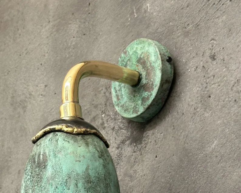 Outdoor Copper Sconce Light: Green Patina Wall Pendant Light