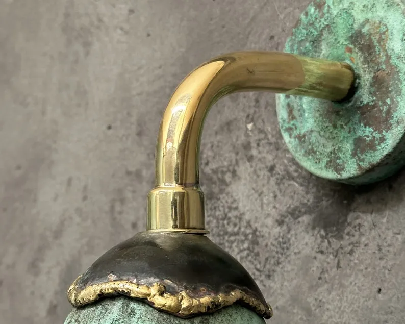 Outdoor Copper Sconce Light: Green Patina Wall Pendant Light