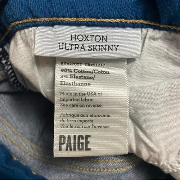 Paige Hoxton Ultra Skinny Denim Jeans Blue