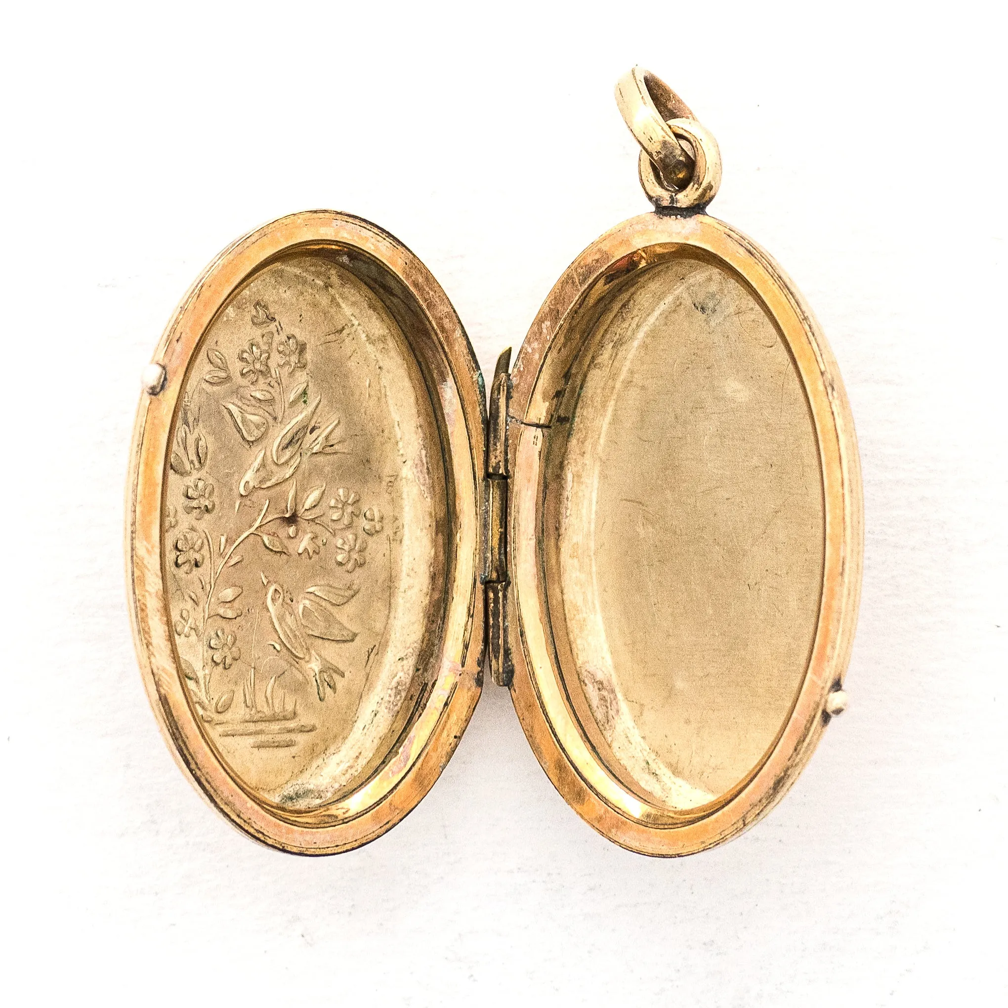 Pair of Swallows Enamel Antique Locket