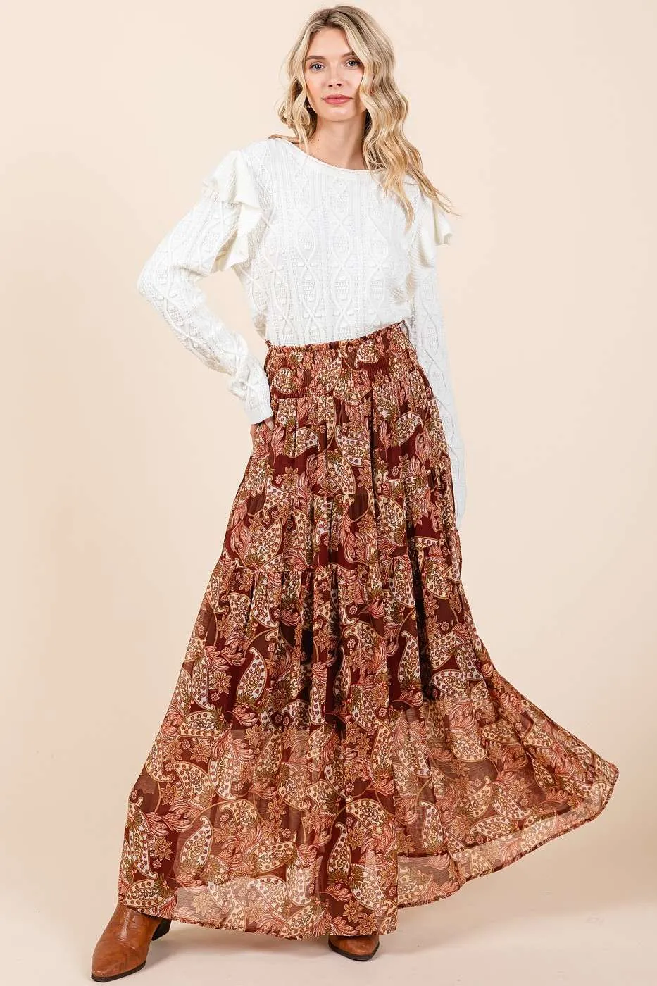 Paisley Boho Maxi  Skirt