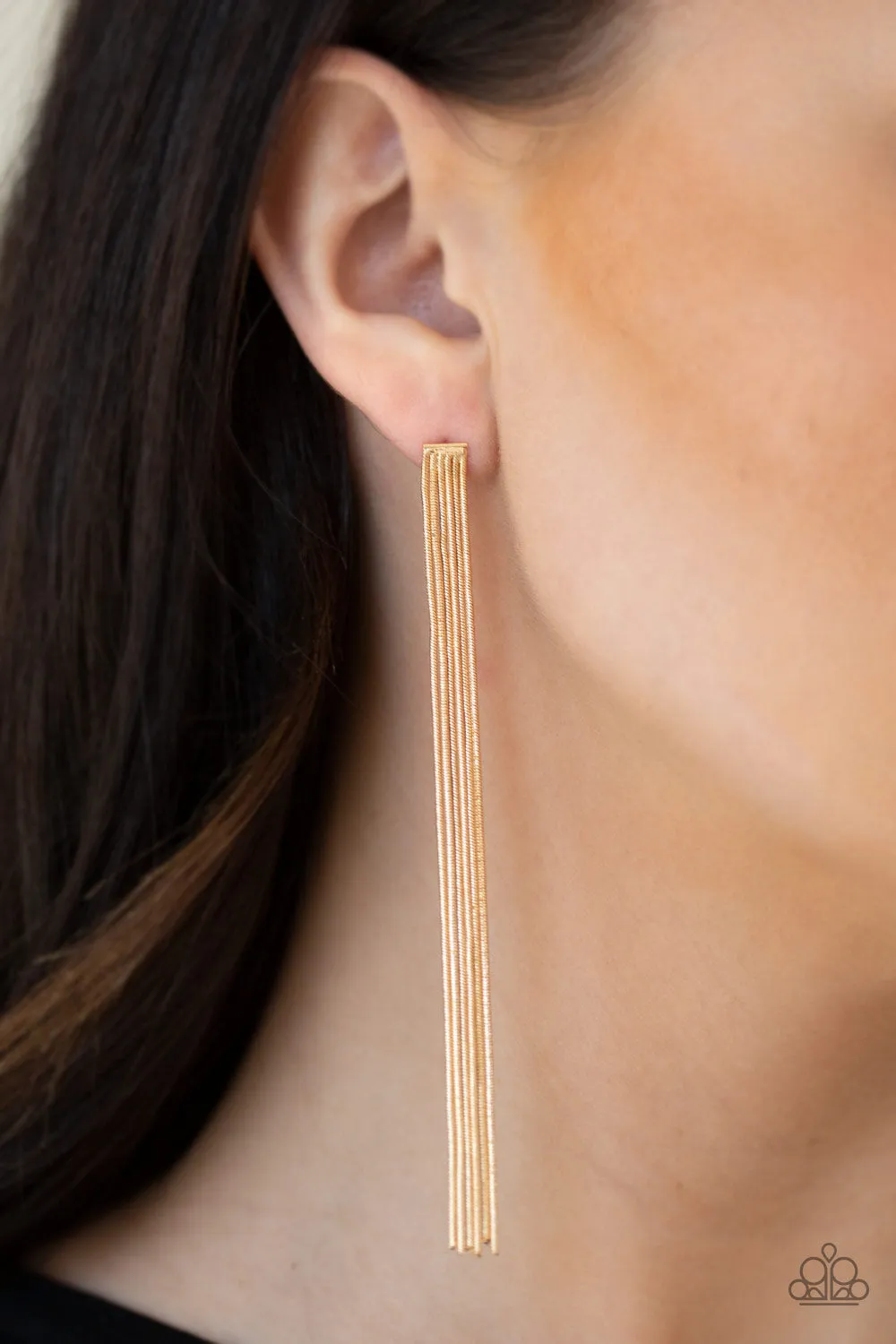 Paparazzi -Head To Toe Dazzle -Gold Earrings