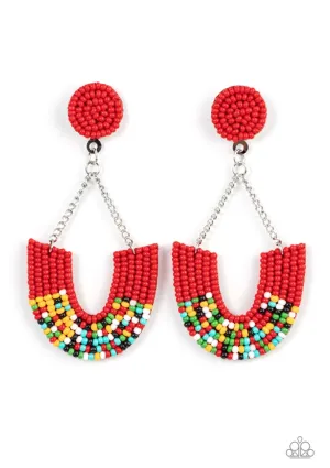 Paparazzi Make It Rainbow - Red Earrings