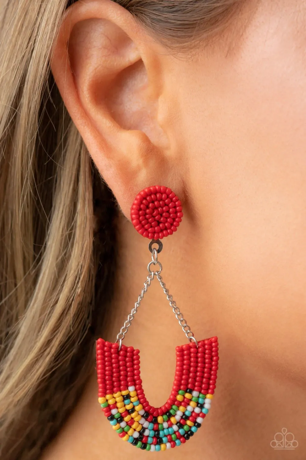 Paparazzi Make It Rainbow - Red Earrings