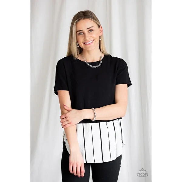 Paparazzi Metro Squad Silver Rhinestone Stretch Bracelet