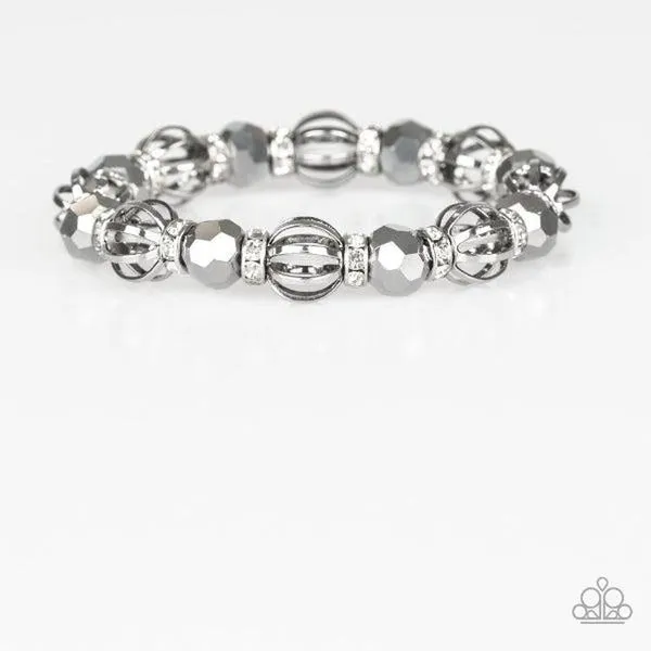 Paparazzi Metro Squad Silver Rhinestone Stretch Bracelet