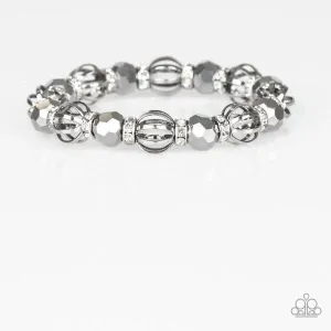 Paparazzi Metro Squad Silver Rhinestone Stretch Bracelet