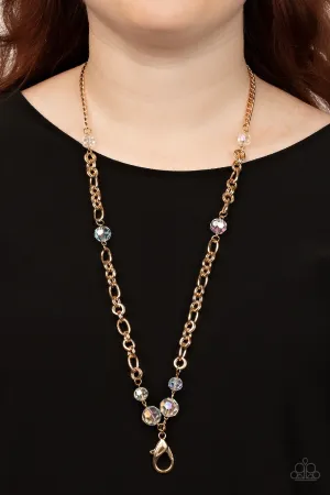 Paparazzi Prismatic Pick-Me-Up - Gold Lanyard Necklace