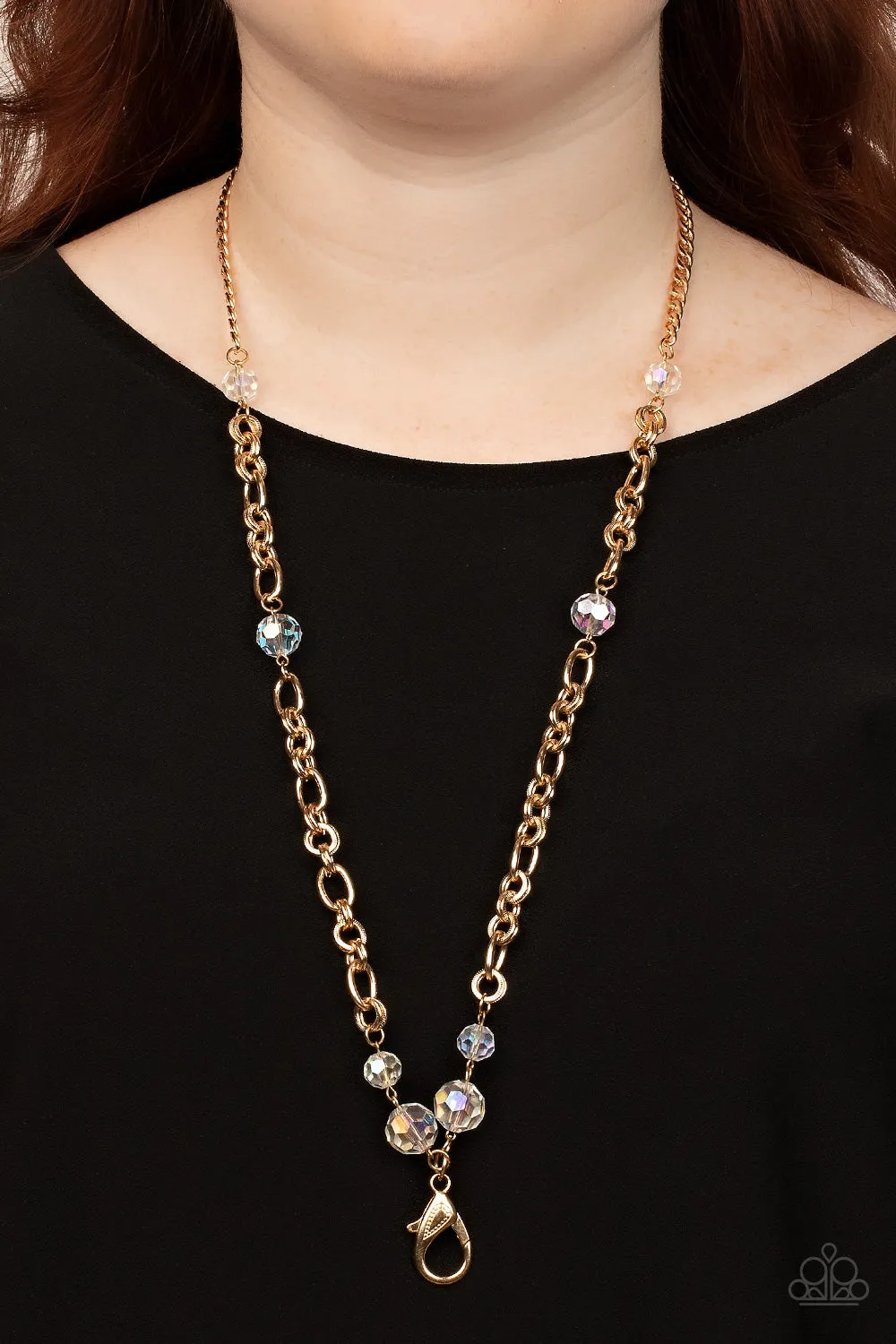 Paparazzi Prismatic Pick-Me-Up - Gold Lanyard Necklace
