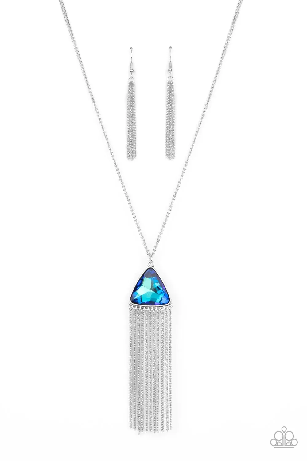 Paparazzi Proudly Prismatic Necklace Blue & Supernova Novelty Earrings Blue