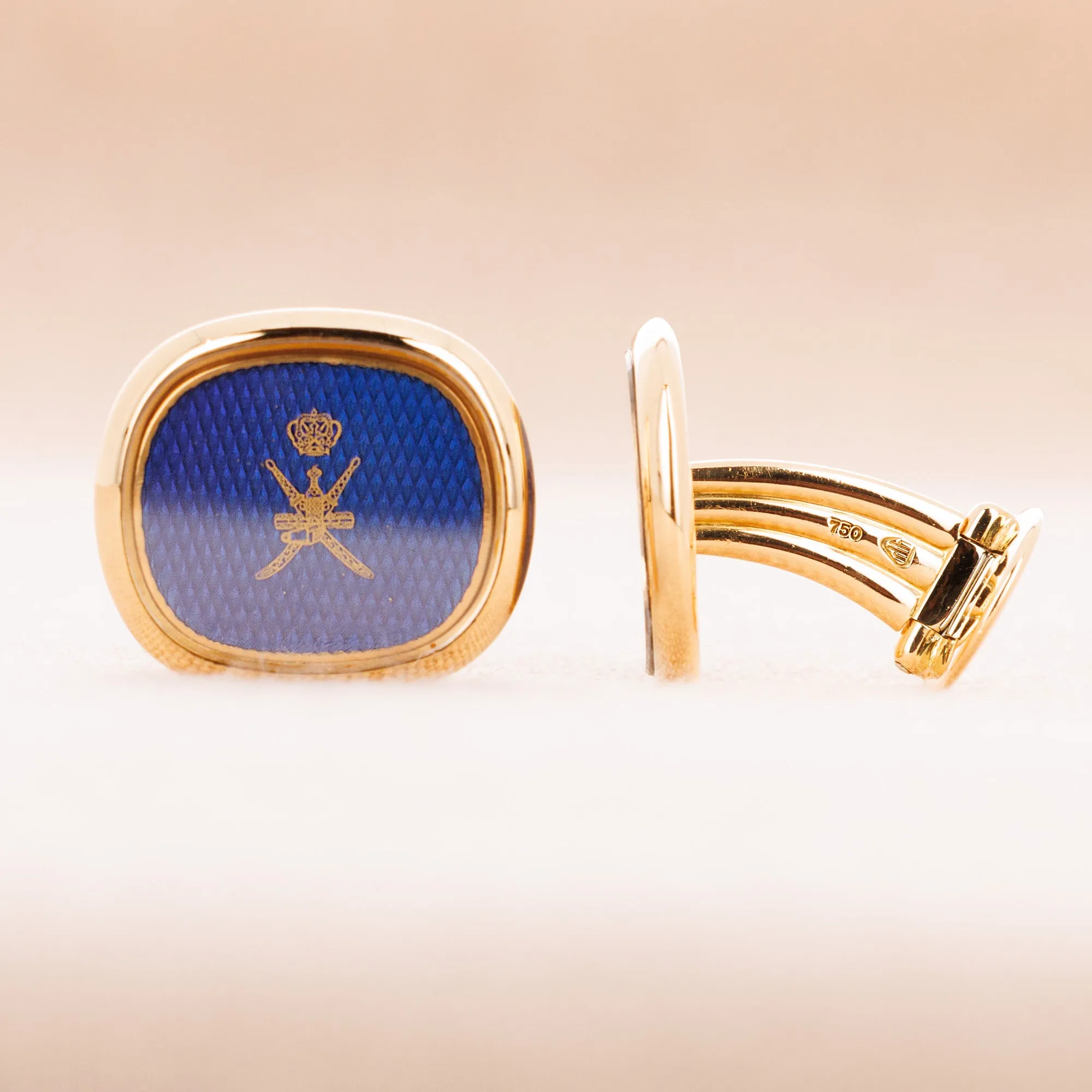 Patek Philippe Yellow Gold Cufflinks with the Khanjar Emblem of Oman