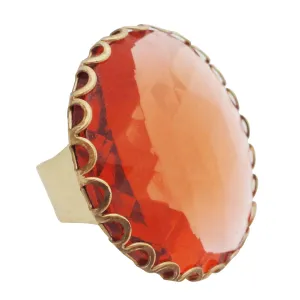 Peach faceted glass ring