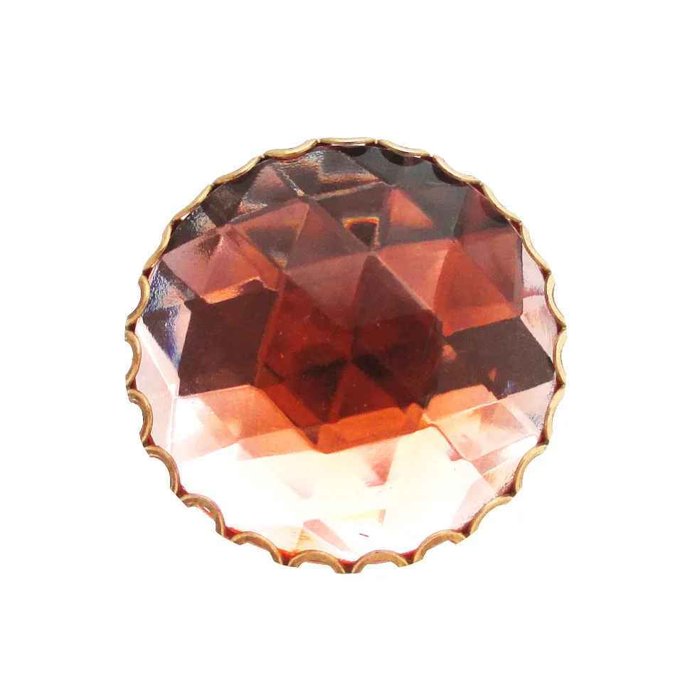 Peach faceted glass ring
