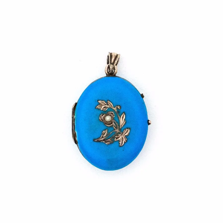 Pearl & Blue Enamel Locket