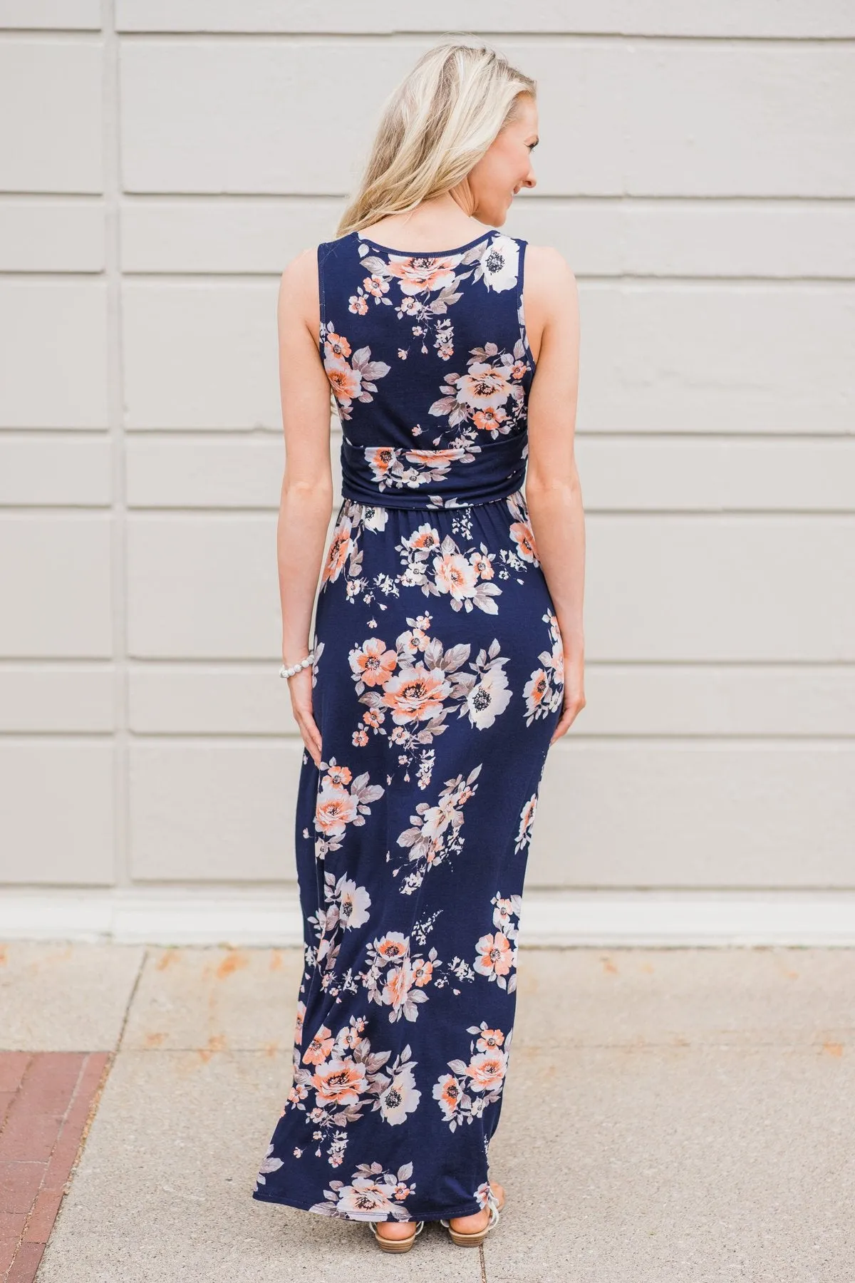 Perfect Love ~ Navy Floral Maxi Dress