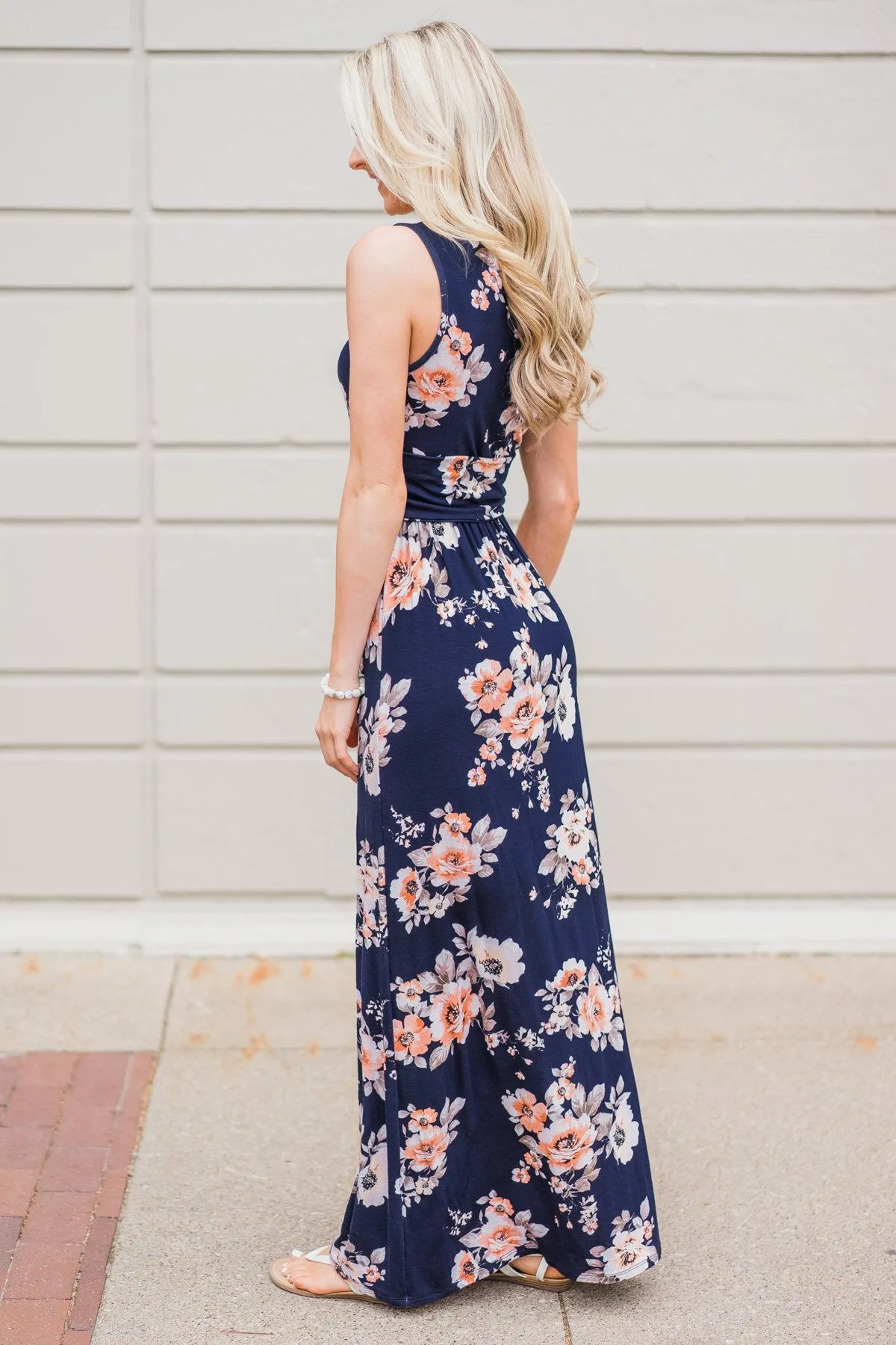 Perfect Love ~ Navy Floral Maxi Dress