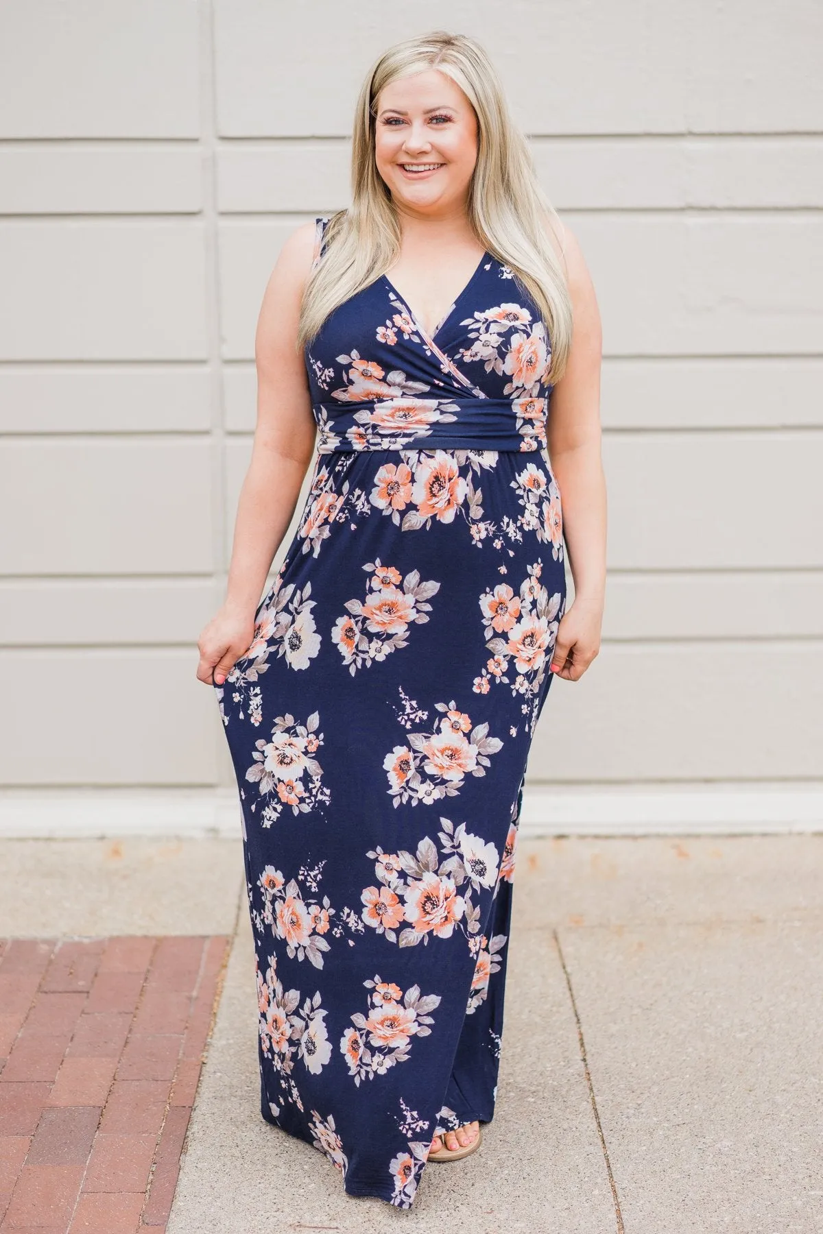 Perfect Love ~ Navy Floral Maxi Dress