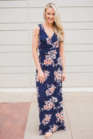 Perfect Love ~ Navy Floral Maxi Dress