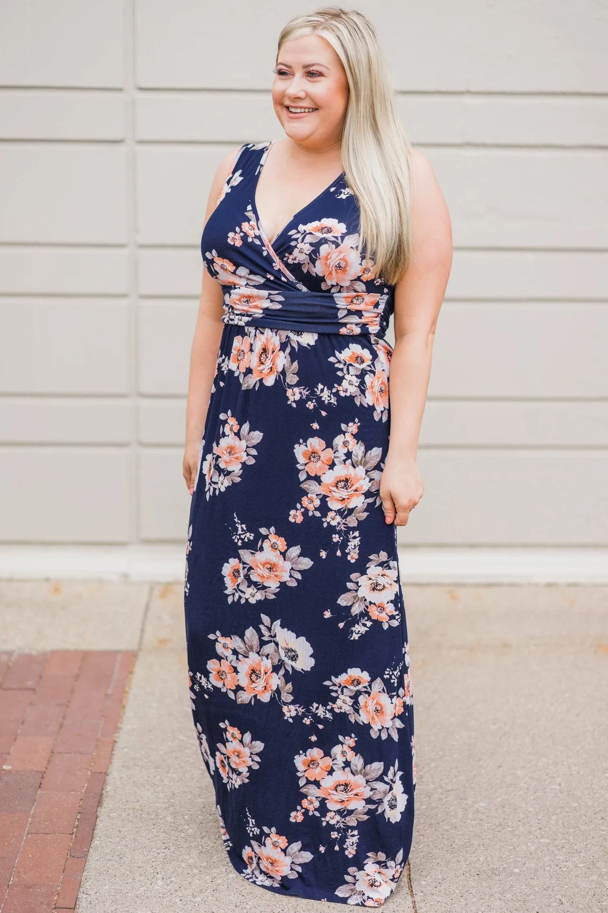 Perfect Love ~ Navy Floral Maxi Dress
