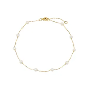 Petite Multi Pearl Anklet 14K