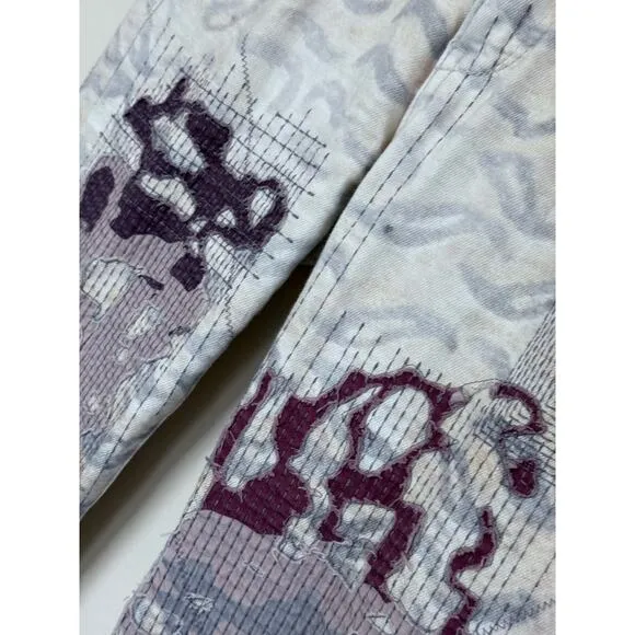 PILCRO anthropologie anthro white grey pink patchwork slim boyfriend denim jeans