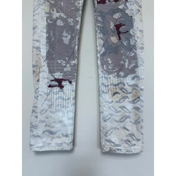 PILCRO anthropologie anthro white grey pink patchwork slim boyfriend denim jeans