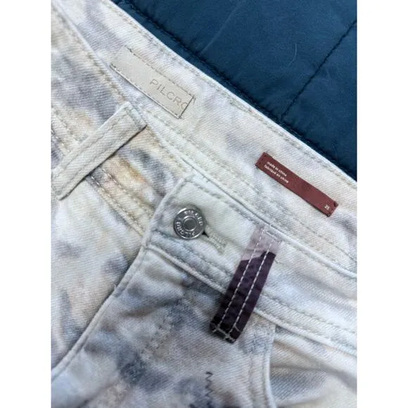 PILCRO anthropologie anthro white grey pink patchwork slim boyfriend denim jeans