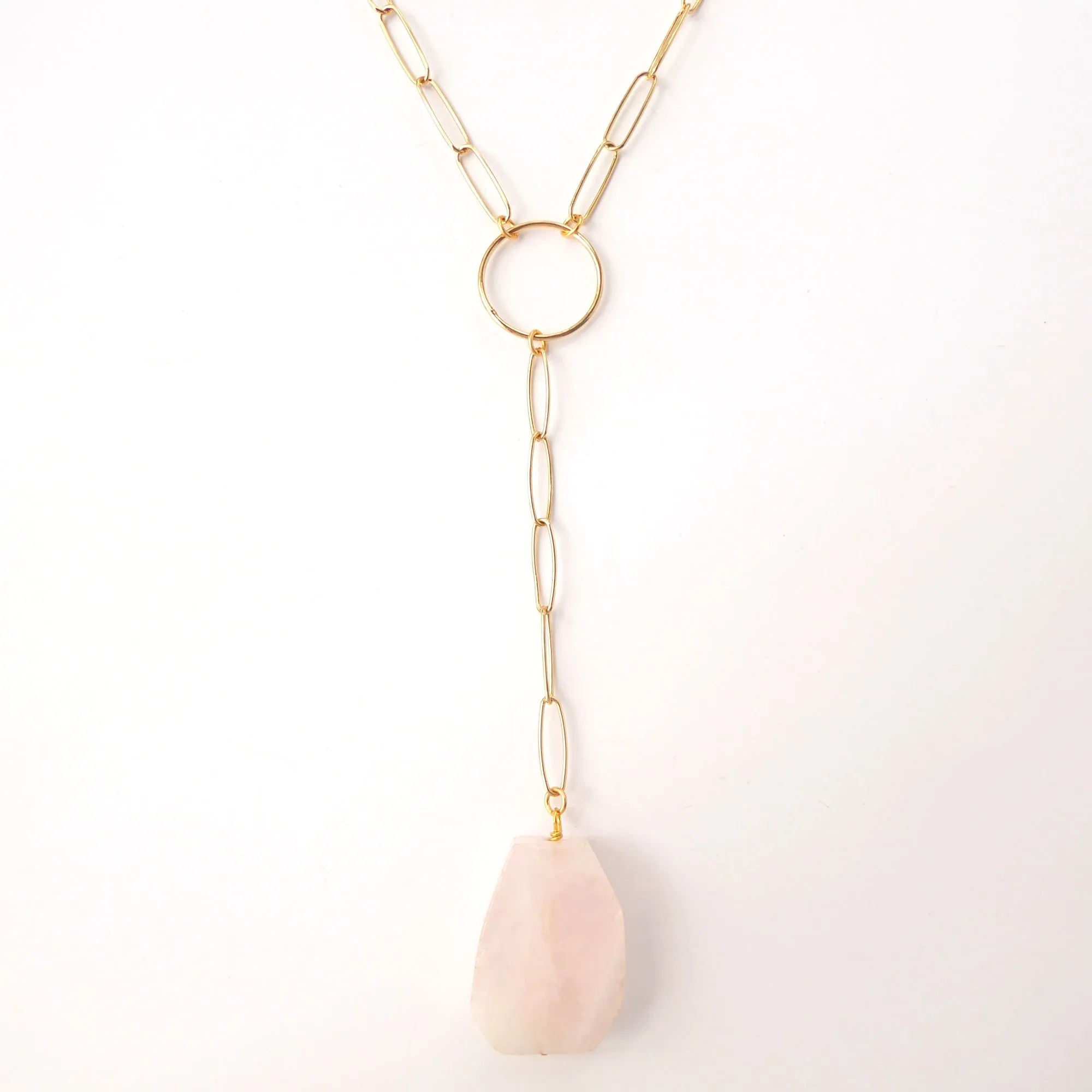 Pink opal nugget necklace