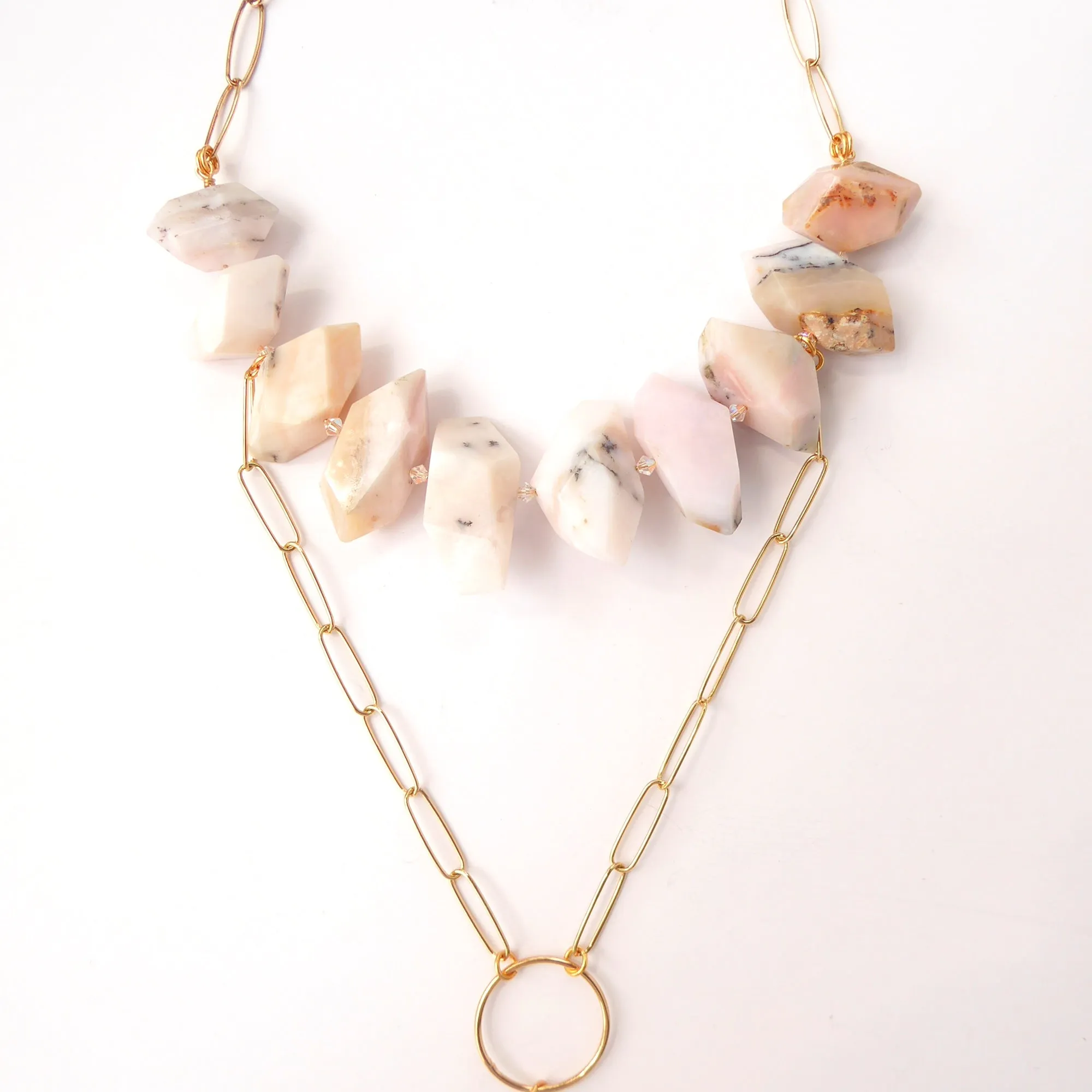 Pink opal nugget necklace