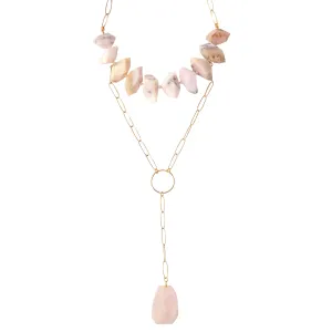 Pink opal nugget necklace