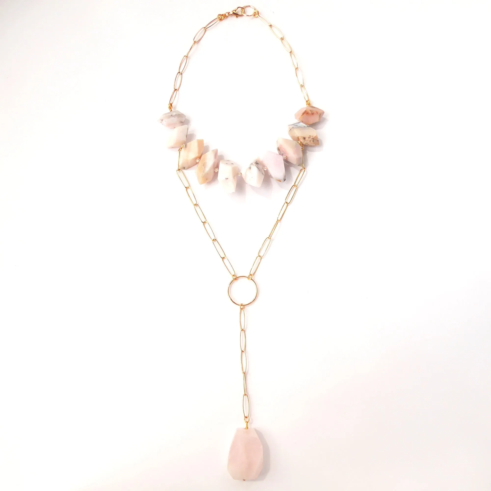 Pink opal nugget necklace