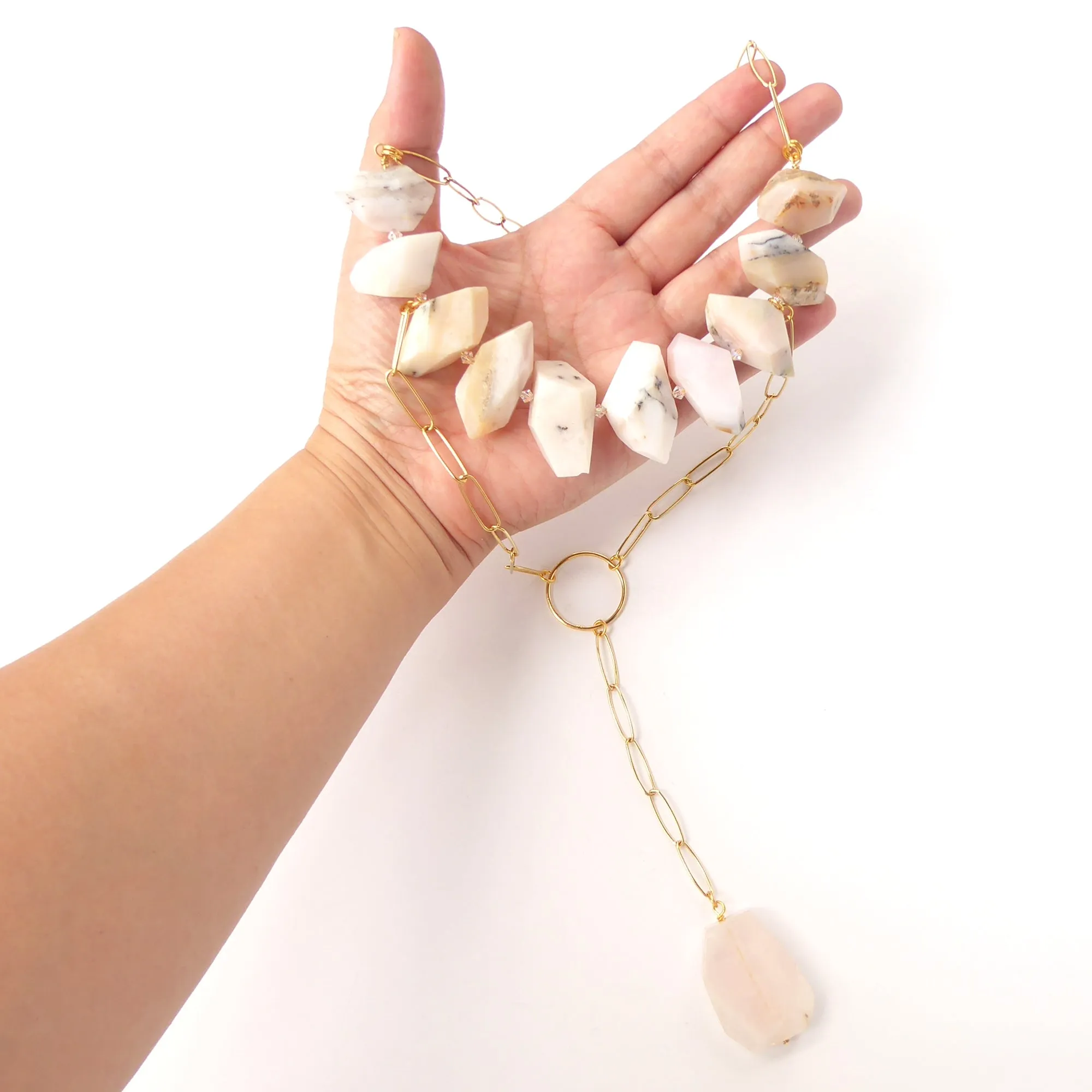 Pink opal nugget necklace