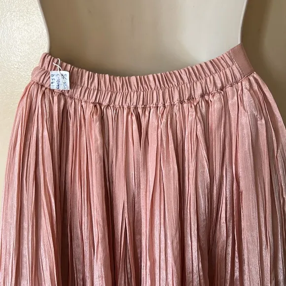 Pink/peach bohemian tiered skirt with multiple layers and embellishments size 34