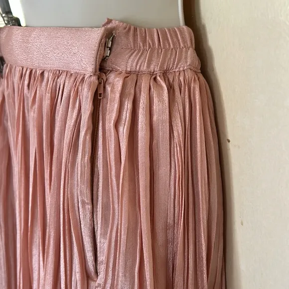 Pink/peach bohemian tiered skirt with multiple layers and embellishments size 34