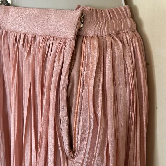 Pink/peach bohemian tiered skirt with multiple layers and embellishments size 34