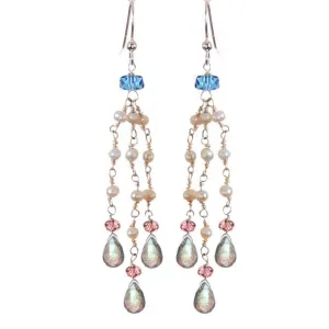 Playful Multistrand Colorful Tassel Earrings with Gem Drops