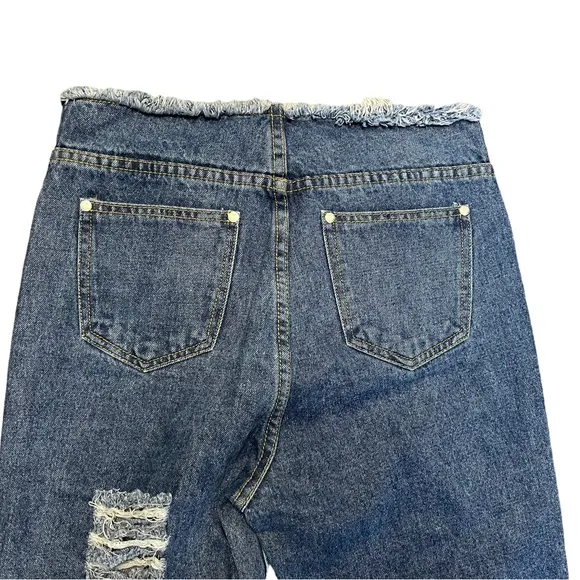 POL front lace up distressed  high waisted flare wide leg jeans size 30