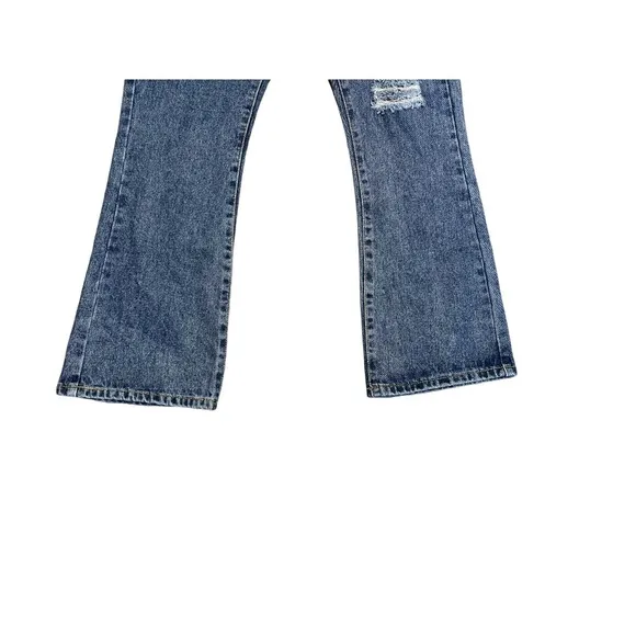POL front lace up distressed  high waisted flare wide leg jeans size 30