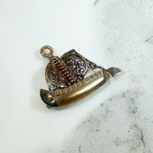 Portuguese 19k Gold Caravel Sailing Ship Charm