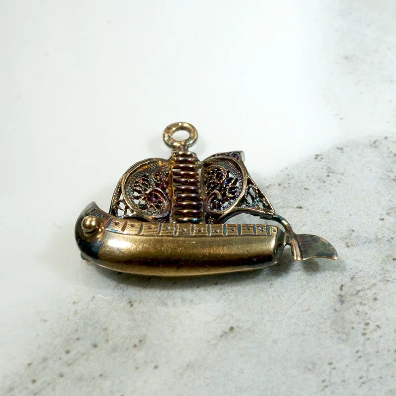 Portuguese 19k Gold Caravel Sailing Ship Charm