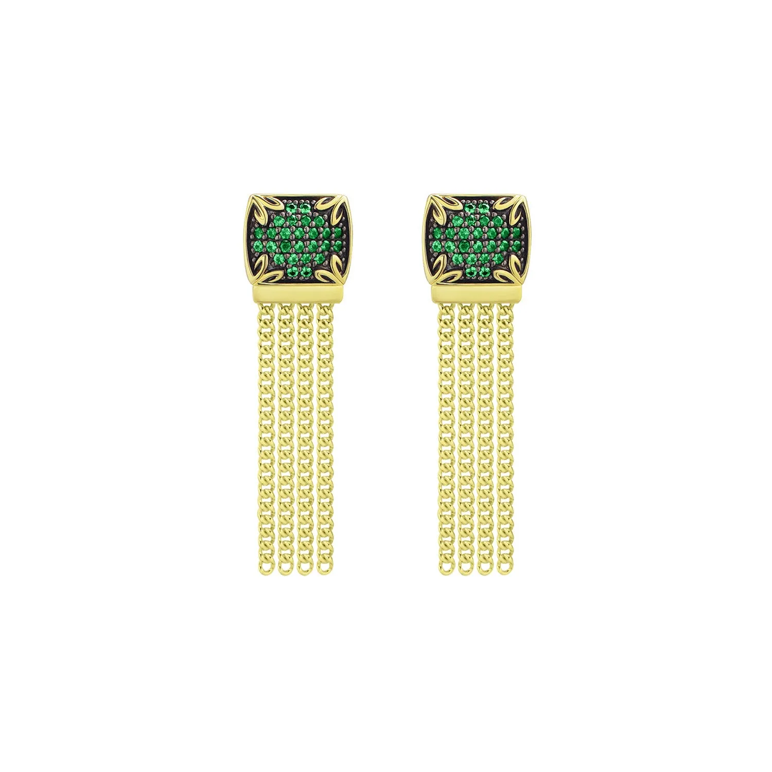 Possibility Pavé Tassel Earring Short - 18K Gold Vermeil   CZ Vert