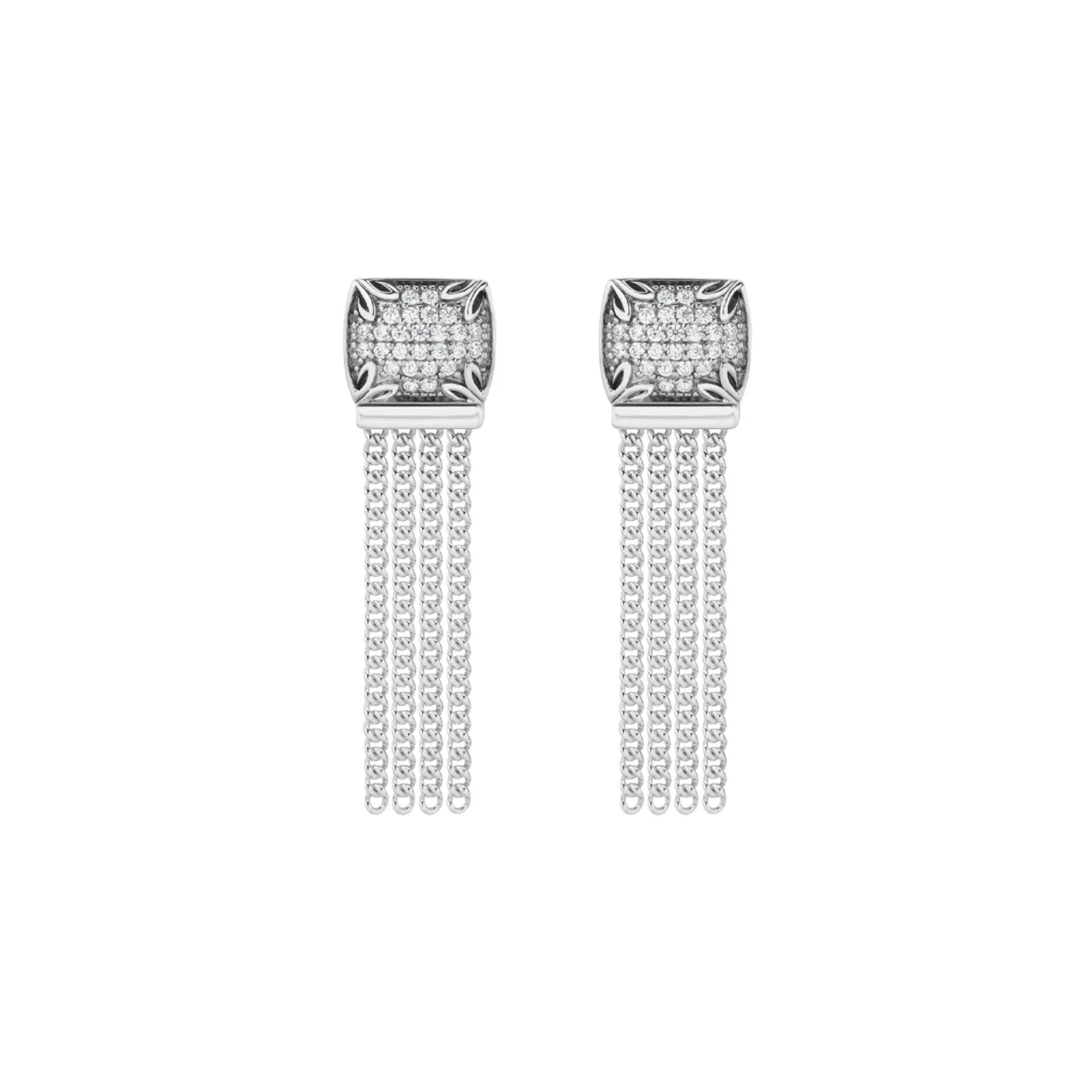Possibility Pavé Tassel Earring Short - Sterling Silver   CZ Blanc