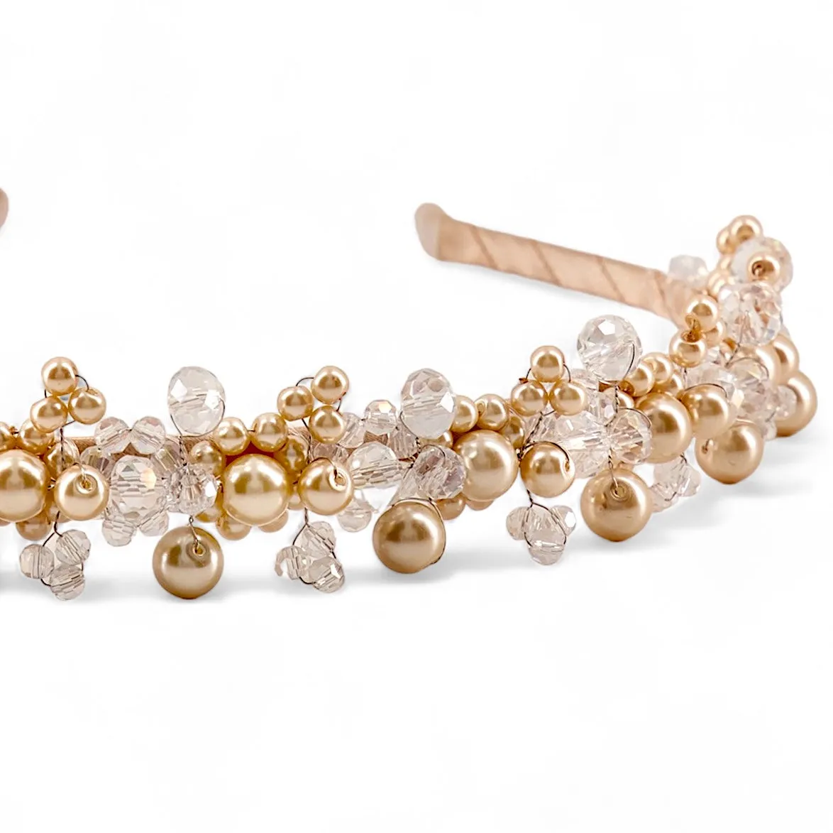 Prairie Princess Kids Designer Gold Pearl Headband