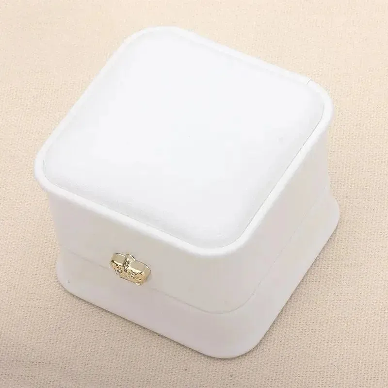 Pu Leather Ring Box Couple Proposal Ring Boxes For Engagement Wedding Simple Geometric Square Storage Gift Packaging Box