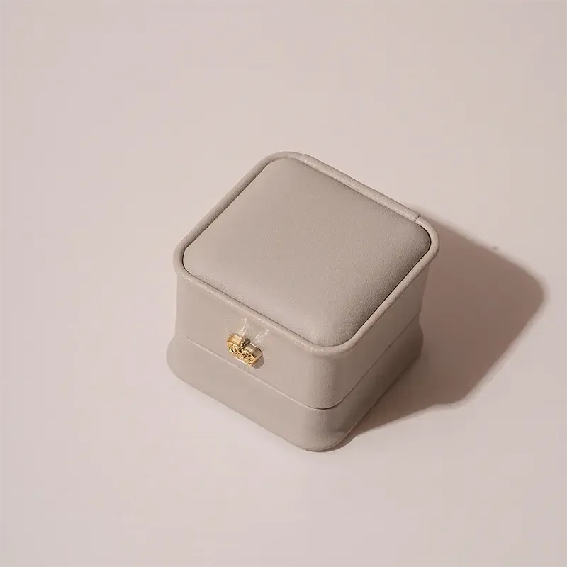 Pu Leather Ring Box Couple Proposal Ring Boxes For Engagement Wedding Simple Geometric Square Storage Gift Packaging Box